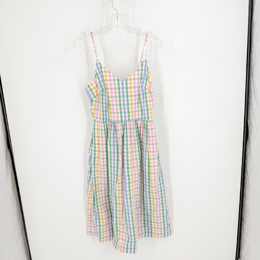J. Crew Pastel Plaid Midi Dress